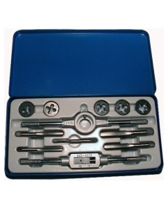 Комплект резьбонарезного инструмента: вороток и плашкодержатель CNIC и по 5 метчиков и плашек UNC1/4"-UNC1/2" в мет.коробке12U 23432 | emobi