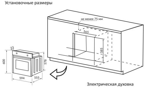 Установочные размеры для духового шкафа