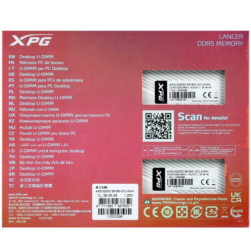 Купить Оперативная память A-Data XPG Lancer [AX5U5200C3816G-DCLAWH] 32 ГБ  в E-mobi