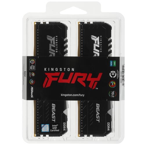 Купить Оперативная память Kingston FURY Beast Black RGB [KF432C16BBAK2/16] 16 ГБ  в E-mobi