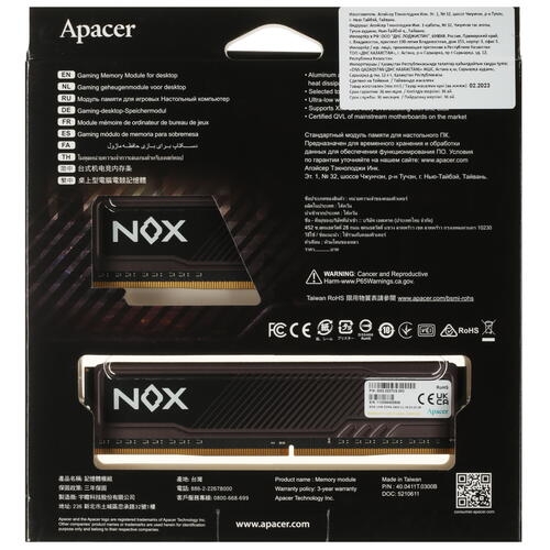 Купить Оперативная память Apacer NOX [AH4U16G36C25YMBAA-2] 16 ГБ  в E-mobi
