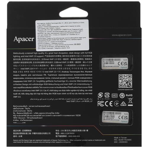 Купить Оперативная память Apacer NOX RGB [AH4U16G26C08YNBAA-2] 16 ГБ  в E-mobi