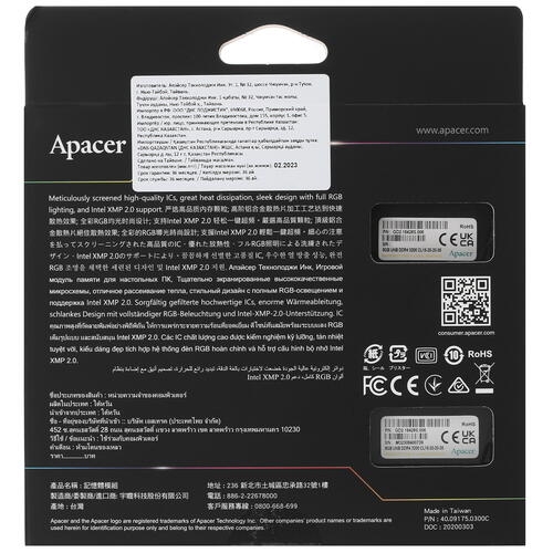 Купить Оперативная память Apacer NOX RGB [AH4U16G32C28YNBAA-2] 16 ГБ  в E-mobi