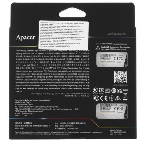 Купить Оперативная память Apacer NOX RGB [AH4U16G32C28YNWAA-2] 16 ГБ  в E-mobi