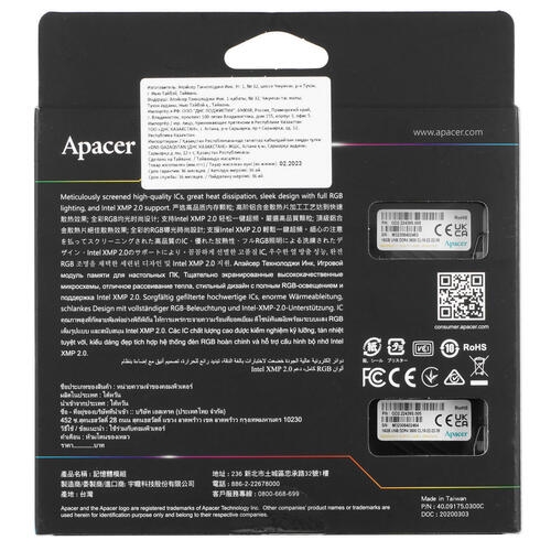 Купить Оперативная память Apacer NOX RGB [AH4U32G36C25YNBAA-2] 32 ГБ  в E-mobi