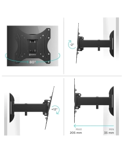 Купить Кронштейн для телевизора 17"-43" ONKRON M2S наклонно-поворотный, чёрный  в E-mobi
