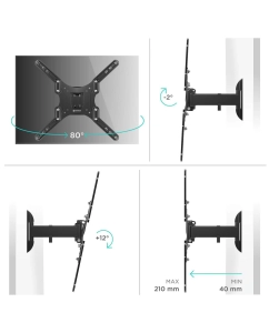 Купить Кронштейн для телевизора 26"-65" ONKRON M2 наклонно-поворотный, чёрный  в E-mobi