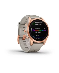 Купить Garmin Fenix 7s Solar цвета розовое золото с песочным силиконовым ремешком  в E-mobi
