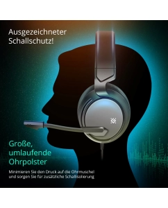 Купить Игровые наушники с микрофоном Defender Shadow черный, софттач, провод 2м  в E-mobi