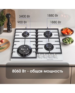 Купить Встраиваемая варочная панель газовая Zigmund &amp; Shtain M 28.6 W белый  в E-mobi