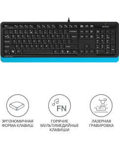 Купить Проводная игровая клавиатура A4TECH Fstyler FK10 черно-синий  в E-mobi