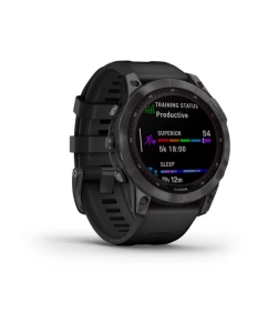 Купить Смарт-часы GARMIN Fenix 7 Sapphire Solar титановый серый DLC с чер.ремешком (010-02540-21)  в E-mobi