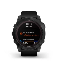 Купить Часы Garmin Fenix 7X Sapphire Solar титановый черный DLC с силиконовым ремешком  в E-mobi