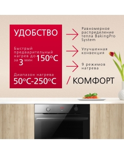 Купить Встраиваемый электрический духовой шкаф Hansa BOES683020 Black  в E-mobi