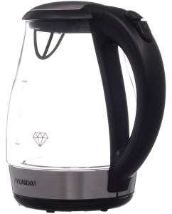 Купить Чайник электрический HYUNDAI HYK-G2030 1.7 л прозрачный, черный, серебристый  в E-mobi