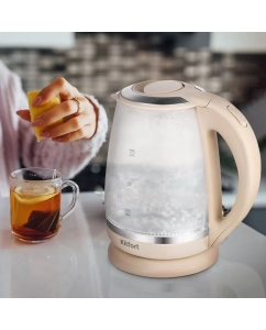 Купить Чайник электрический Kitfort КТ-6601 2 л бежевый, прозрачный  в E-mobi