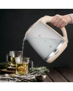 Купить Чайник электрический Kitfort КТ-6601 2 л бежевый, прозрачный  в E-mobi