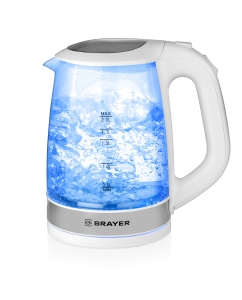 Купить Чайник электрический Brayer BR1040WH 2 л прозрачный, белый  в E-mobi