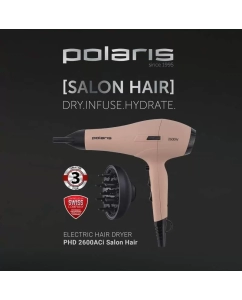 Купить Фен Polaris PHD 2600ACi 2600 Вт розовый, серый  в E-mobi