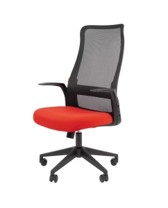 Купить Компьютерное кресло Chairman 573 ткань/сетка, красный/черный с механизмом качания  в E-mobi