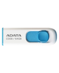 Купить Флешка ADATA Classic C008 64ГБ White/Blue (AC008-64G-RWE)  в E-mobi