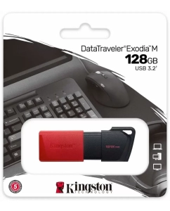 Купить Флешка Kingston USB 3.2 Gen 1 DataTraveler Exodia M 128Gb Black-Red DTXM/128GB  в E-mobi