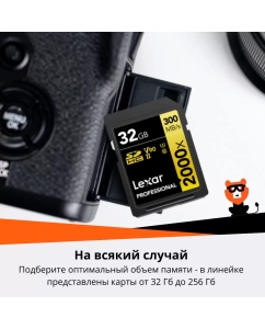 Купить Карта памяти Lexar SDHC 64Гб Professional 2000X (LSD2000064G-BNNNG-1)  в E-mobi