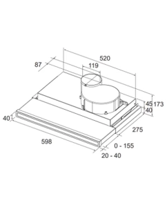 Купить Вытяжка встраиваемая Turboair GEA 1M/GRFX/A/60 серебристый  в E-mobi