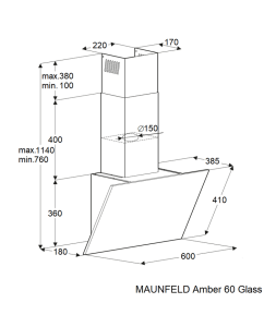 Купить Вытяжка настенная Maunfeld Amber 60 Glass белый  в E-mobi