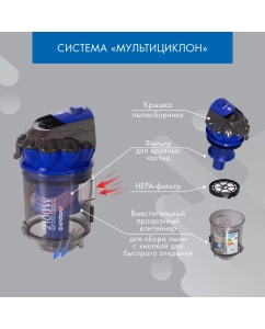 Купить Пылесос Endever VC-560 серый, синий  в E-mobi