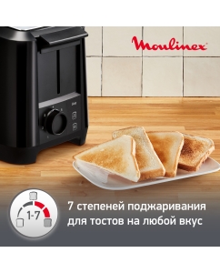 Купить Тостер Moulinex Uno Black LT140811 с двумя слотами, черный  в E-mobi