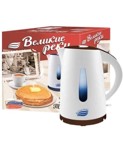 Купить Чайник электрический Великие Реки Томь-1 1.7 л белый, коричневый  в E-mobi