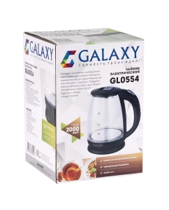 Купить Чайник электрический Galaxy GL0554 1.8 л черный, прозрачный  в E-mobi