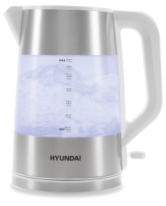 Купить Чайник электрический HYUNDAI HYK-P4025 1.9 л белый, серебристый  в E-mobi