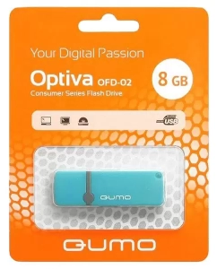 Купить Флешка QUMO Optiva 02 8ГБ Cyan (QM8GUD-OP2-Blue)  в E-mobi