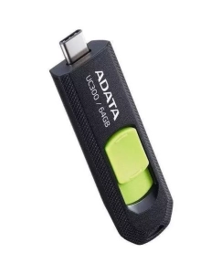 Купить Флеш-накопитель Adata UC300, 64GB, USB 3.2, Type-C, чёрно-зелёный  в E-mobi