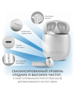 Купить Беспроводные наушники Sven E-727BT White (SV-019891)  в E-mobi