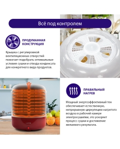 Купить Сушилка для овощей и фруктов Lumme LFD-108PP Maroon Garnet  в E-mobi