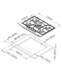 Купить Встраиваемая варочная панель газовая KUPPERSBERG FG73 B черный  в E-mobi