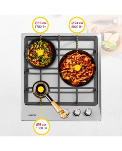 Купить Встраиваемая варочная панель газовая Simfer H45V30M416 серебристый  в E-mobi