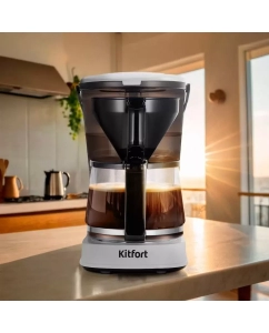 Купить Кофеварка капельного типа Kitfort КТ-7218 белый, черный  в E-mobi