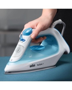 Купить Утюг Braun TexStyle 1 SI1050BL белый, голубой  в E-mobi