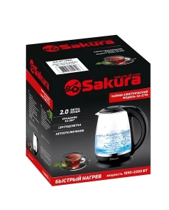 Купить Чайник электрический SAKURA SA-2719BK 2 л прозрачный, черный  в E-mobi