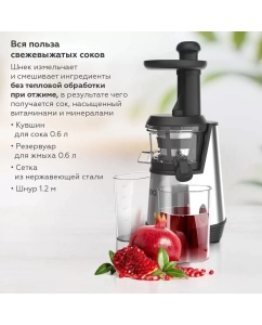 Купить Соковыжималка шнековая BQ J2003 200 Вт серебристая, черная  в E-mobi