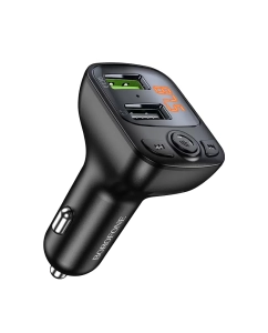 Купить FM-трансмиттер + автомобильное зарядное устройство Borofone BC41 2USB QC3.0 1.0A W18 Black  в E-mobi