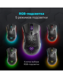 Купить Беспроводная игровая мышь Defender Warlock GM-709L RGB черный  в E-mobi