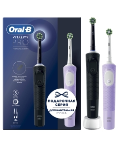 Купить Электрическая зубная щетка Oral-B Vitality Pro Duo фиолетовая, черная  в E-mobi