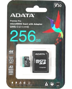 Купить Карта памяти ADATA Micro SDXC 256Гб (AUSDX256GUI3V30SA2-RA1)  в E-mobi