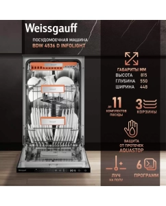 Купить Встраиваемая посудомоечная машина Weissgauff BDW 4536 D Infolight в E-mobi