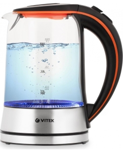 Купить Чайник электрический VITEK VT-7005 1.7 л серебристый, прозрачный, оранжевый в E-mobi